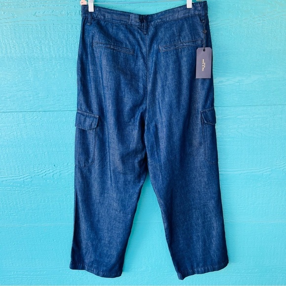 RAG AND BONE CHAMBRAY CASSIDY WIDE LEG TROUSER HIGH WAIST CARGO JEANS SIZE 32 - Picture 12 of 14
